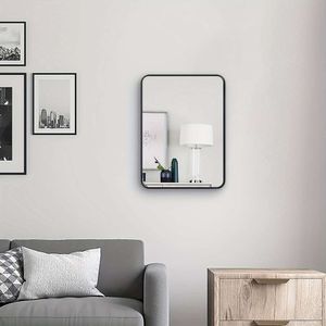 1 pieza de pared rectangular, espejo de tocador para baño montado en la pared dorado/negro para sala de estar, dormitorio, pasillo de entrada, decoración del hogar