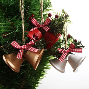 Cloche de noël rouge/or/blanc, 1 pièce, ornements avec ficelle, décoration d'arbre de noël, pendentifs suspendus pour la maison, cadeau de noël