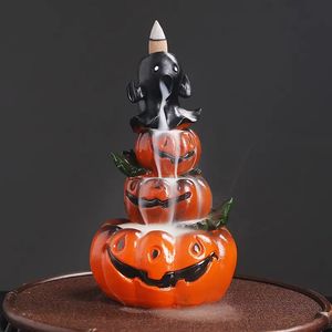 1 pieza, resina de calabaza de Halloween, decoración del hogar, adorno hecho a mano, quemador de incienso de reflujo, incensario de cascada, decoración de la casa (sin incienso)