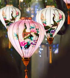 1pc linternas de seda de manto vintage de 1p Linterna de patrón floral de linterna de Vietnam Japón para festival Fiesta al aire libre Q0810256470561