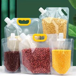 1 pc sacs d'emballage de riz sacs de stockage de céréales sac Portable Transparent avec buse d'aspiration, accessoires de cuisine