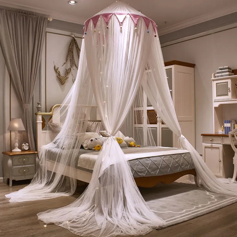 1 pc ronde top hangende muggen netto zomer garen bed valance muggen netten polyester stof drie deuren luifel bedcover home decor
