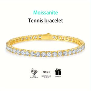 1pc S MOISSANITE GOLDENIS PULSELA, 1CT/0.5CT/0.3CT/0.1CT/HOMBRES Mujeres/Pulsera de temperamento para novio y novia