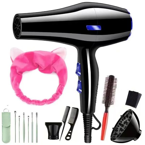 1pc Salon Professional Electric Hair Dryer Strong Wind Hand Blower avec accessoires 240527