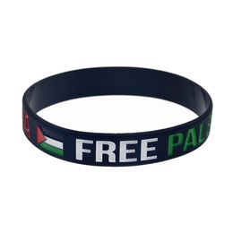 Bracelet en Silicone pour sauver Gaza PALESTINE, 1 pièce, rempli d'encre avec Logo drapeau, noir et Transparent, couleur 209y