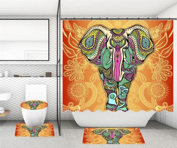 1 Juego de cortinas de ducha para baño, elefante de acuarela, estampado original, cortinas de baño impermeables Screen233m6073398