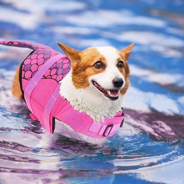 Traje de baño para mascota de sirena y tiburón, chaleco salvavidas, ropa de baño, disfraz de verano para perro, ropa de baño, 1 ud.