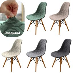 1 van de schaal Shell Chair Cover Elastic Jacquard Dining Chair Slipcovers Dikke stoel Cover Banquet Home Hotel Restaurant Bar Seat Cover