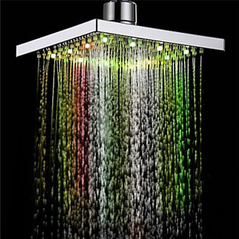 1PC Shower Head Square Head Light Rain Water 26 Home Bathroom LED Auto Changing Shower 7 Colors For Bathroom Dropship Apr12