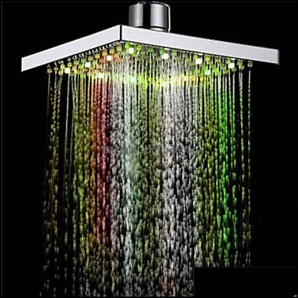 1 cabezal de ducha cuadrado, luz de agua de lluvia, 26 luces Led para el baño del hogar, cambio de 7 colores para Dropship Apr12, entrega directa, 2021 cabezales, grifos de ducha