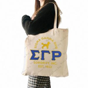 1pc Sigma Gamma Rho Sorority motif Sac fourre-tout Sac à bandoulière en toile pour les voyages quotidiens pour femmes Boutique réutilisable Ba Best G 08vM #