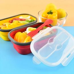 1pc siliconen opvouwbare lunchbox, voedselcontainer met spork, food grade siliconen bento box, opvouwbare voedselopslagcontainer geschikt voor keuken, Bento lunchbox