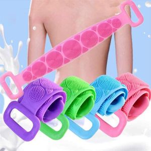 1 st siliconen scrubber douchebad exfoliërende borstel riem rug struikgewas body reinigingsruisband badkamer accessoires 220718