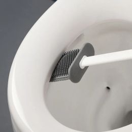 1PC Silicone TPR Brusser de toilette et porte-toilettes Brosse de porte-toilettes avec support mural suspendu pinceau de toilette Bristles en silicone pour sol