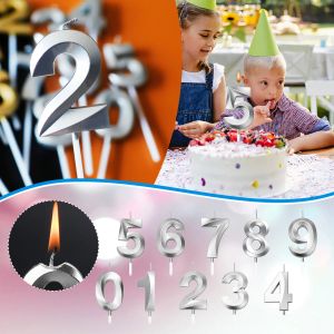 1pc Silver Bandles pour les décorations de fête de joyeux anniversaire enfants adultes 0-9 Numéro Coupages Cupcake Topper Party Supplies