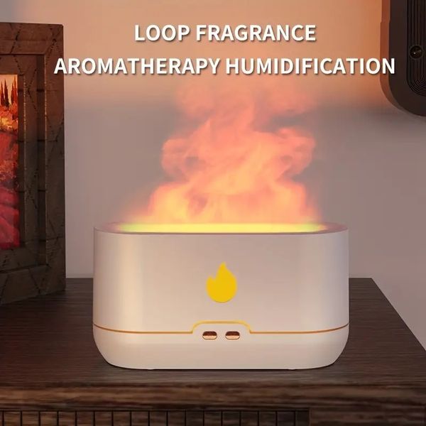 Humidificateur ultrasonique à flamme simulée 1 pièce, diffuseur d'aromathérapie, diffuseur d'éclairage, diffuseur d'huile essentielle non filtrée USB, désodorisant de chambre à coucher pour voyage