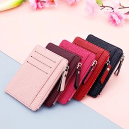 1PC Small Women Men Credit Card Carte Holder PU Leather Zipper Fashion Ultra-Thin Wallet Money Bag Case Coin Clip Clip Organizer