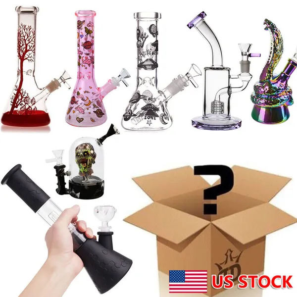 1pc en verre fumant Bong Bong Bilnd Bilnd Box Pipe d'eau Bong Bong + bol Navire aléatoire