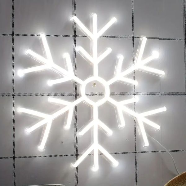 Panneau néon LED en Silicone flexible, décoration de noël flocon de neige, lumières murales décoratives polyvalentes, alimentées par USB, blanc, 1 pièce