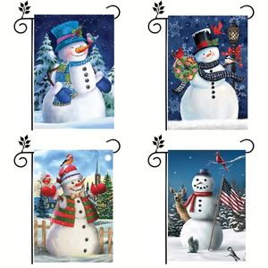 1pc, Sneeuwman Holiday Christmas Garden Flag, Snowman Birds Winter Garden Flag, Dubbelzijdige Garden Yard Flag For Outdoor Home Decor, Geen vlaggenmast - 12x18in