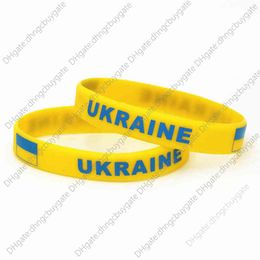 1pc football ukraine pays drapeau national bracelet jaune football sport élastique silicone braceletsbangles cadeaux sh227