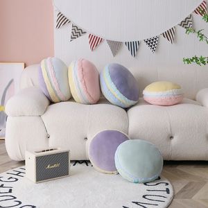 1PC Zachte Macaron Kussen Leuke Pluche Kussen Mooie Sierkussen Case Ronde Zitkussen Home Decor Kussen voor Sofa slaapkamer 240111