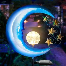 1pc Solar Garden Light, waterdicht Moon Star Design decoratief licht, voor binnenplaats pad landschap Halloween kerstversiering