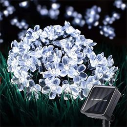 1PC Solar String Flower Lights Outdoor Emperproof 20/30/50/100 LED FAIRY LUMIÈRE POUR LA COUPE DE CLARIE DE JARDIN