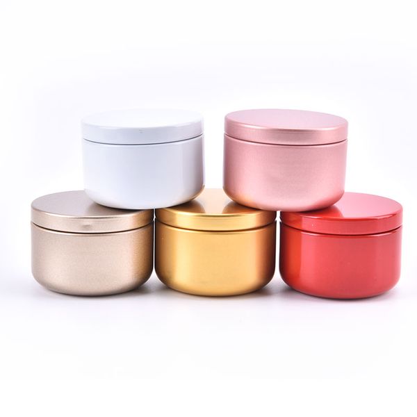 1pc Color sólido Elegante Caja de hojalata Diy Bálsamo de vela Round Case de lápiz labial portátil Almacenamiento