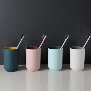 Tazas de cepillado para parejas, cepillo de dientes nórdico Simple y creativo de plástico, Color sólido, 1 ud.