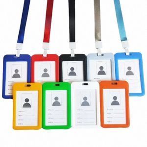 1PC Color Color Plastic Badge Halder Lanyard Pass Pass Pass Color Couvre-cartes ID Tag Tag de permis de travail Nom de poche