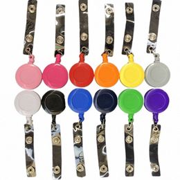 1pc Couleur solide Reel Reel Rettracte pour ID Nom de badge Badge Staff Workers Nurse Pass Pass Card Clips de bureau Supplies B6J2 #