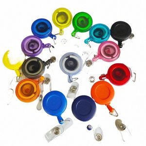 1pc couleur unie givré rétractable facile à tirer boucle ID clé porte-badge porte-badge bobine porte-clés chaîne clips pour étudiants T73d #