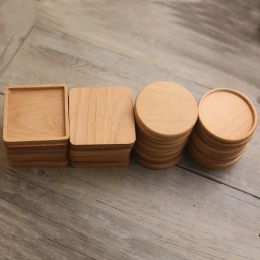 1 pc vaste walnoot hout onderzetter rond vierkant beuken houten bekermat duurzame hittebestendige thee koffiekopje placemats