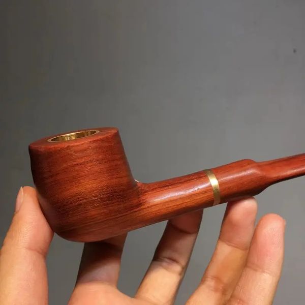 Tuyau fait à la main en bois massif, Pot en laiton, pratique à double usage, filtre en cuivre pur à l'ancienne pour hommes, tuyau spécial pour tabac 1 pièce