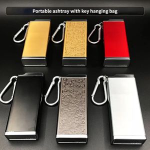 1pc vierkante mini-sigarettendoos, draagbare asbak, multifunctionele aluminium lichtgewicht sigarettenkoker, draagbare creatieve sleutelhanger voor buiten, tashanger