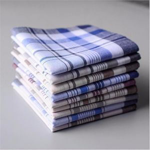 1pc Square Plaid Stripe Handkerchiefs Men Classic Vintage Pocket Cotton Towel For Wedding Party 38 38cm Random Color