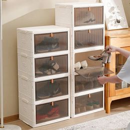 Boîte à chaussures pliante empilable 1 pièce, armoire de rangement à Installation gratuite, organisateur de baskets en plastique avec Design pliable 240130