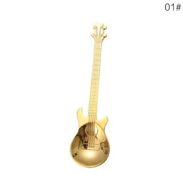 1 pc En Acier Inoxydable Dessin Animé Guitare Cuillère Creative Lait Café Cuillère Glace Bonbons Cuillère À Café Accessoires H jllfSE