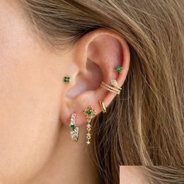 1pc en acier inoxydable cubique zircone boucles d'oreilles pour les femmes de luxe pendentif vert Helix Tragus Cartilage boucle d'oreille piercing Jewe Dhgarden Otx5E