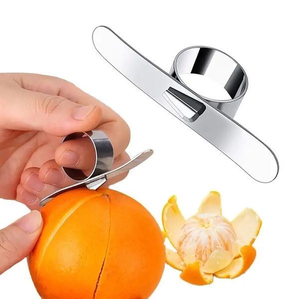 Descascador de laranja de aço inoxidável 1 peça Descascador de casca de laranja de frutas e frutas cítricas Faca de descascar legumes e frutas Ferramenta de descascar cozinha pequena