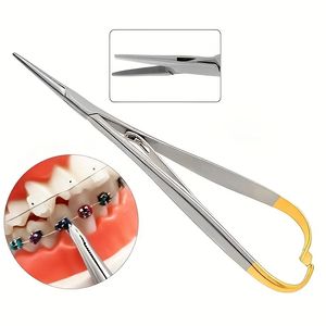 Pinzas de Porta agujas dentales estándar, instrumento de ortodoncia, producto de odontología, Porta agujas Mathieu de acero inoxidable, 1 ud.
