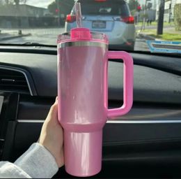US Stock Limited Edition Cosmo Winter Pink Shimmery 40 oz Tumblers 40oz Mokken Target Red Water Bottle Valentijnsdag Geschenk roze Parade GG0419