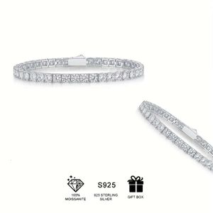 1 pc Sterling Sier Golden-vergulde Moissanite Tennis Bracelet For Men Women Parp Hot Sale Fashion Valentine's Mother's Moederdag trouwdag Verjaardagscadeau met