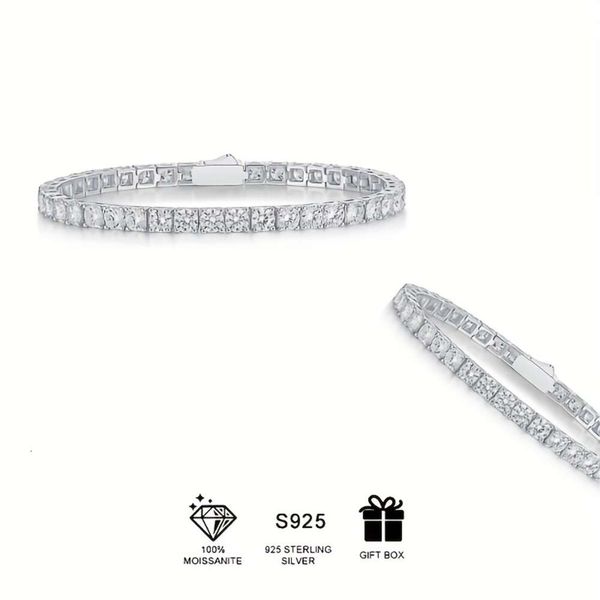 1pc Sterling Sier plaqué or Moissanite Tennis Bracelet pour hommes femmes Couple offre spéciale mode saint valentin fête des mères anniversaire de mariage cadeau d'anniversaire avec