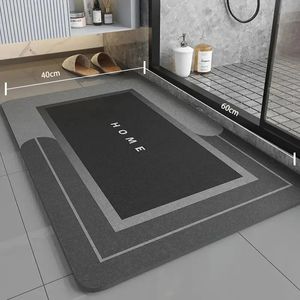 1 pc super absorberende vloermat diatomee modderbadmat voor badkamer niet -slip snel drogen zachte tapijtdouche buis buiten deurmat 240416