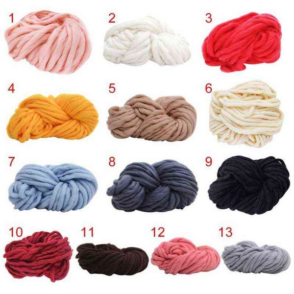 1PC Super Encombrant Bras À Tricoter Laine Roving Couverture Tricotée Chunky Fil De Laine Pas Cher Fil Super Épais Pour Tricoter / Crochet / Tapis / Chapeaux Y211129