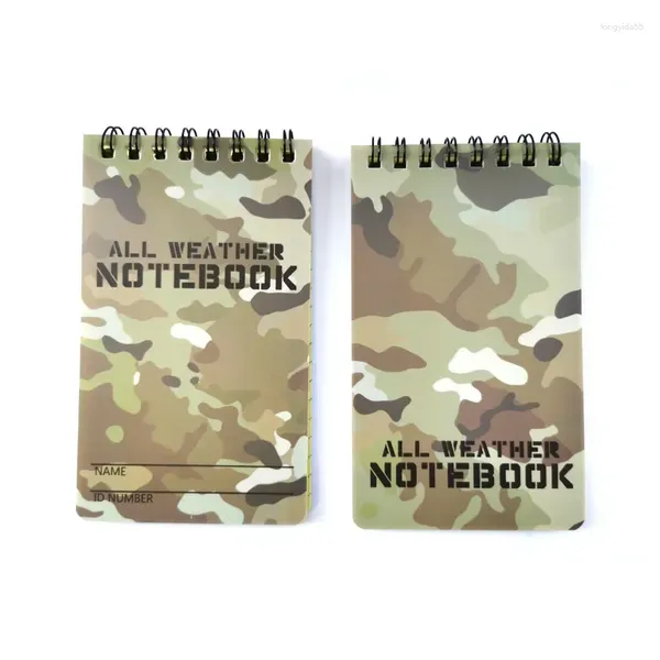 1 PC Notardo táctico Notebook para todo clima Papel de escritura impermeable en la almohadilla de memo de camuflaje de lluvia Suministros de estudiantes pequeños