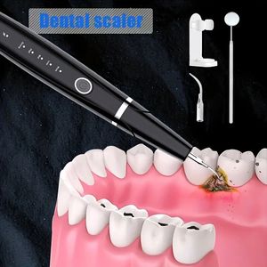 1 unidad de eliminación de sarro, limpiador dental ultrasónico con luz LED, espejo bucal de aumento de acero inoxidable, con organizador de cepillos de dientes, kit de limpieza dental recargable.