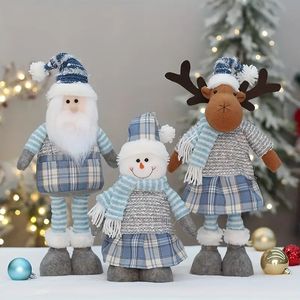 1pc Ornements de poupée de Noël à Jambe télescopique, Père Noël Bonhomme de Neige Cerf Arbre de Noël sous Les Accessoires décoratifs Jupe d'arbre décorée avec des Jouets en Peluche